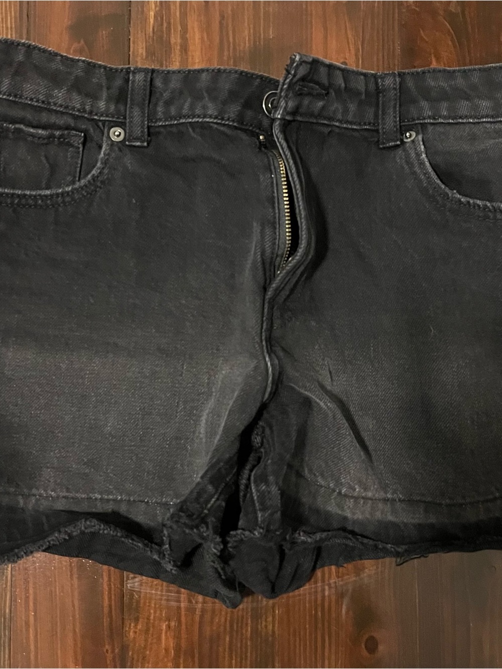 wonder nation Black Denim Shorts with Raw Hem Girls 14